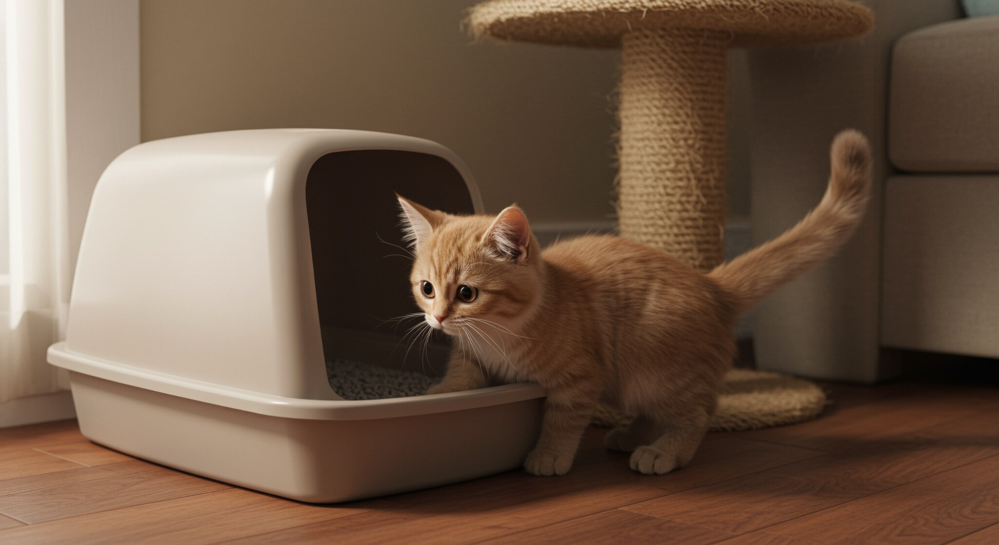 Dạy mèo Munchkin sử dụng hộp vệ sinh đúng cách