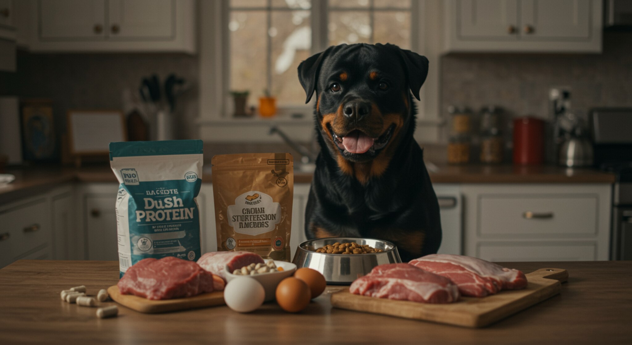 Dinh Dưỡng Tăng Cơ Cho Chó Rottweiler Từ 1-2 Tuổi