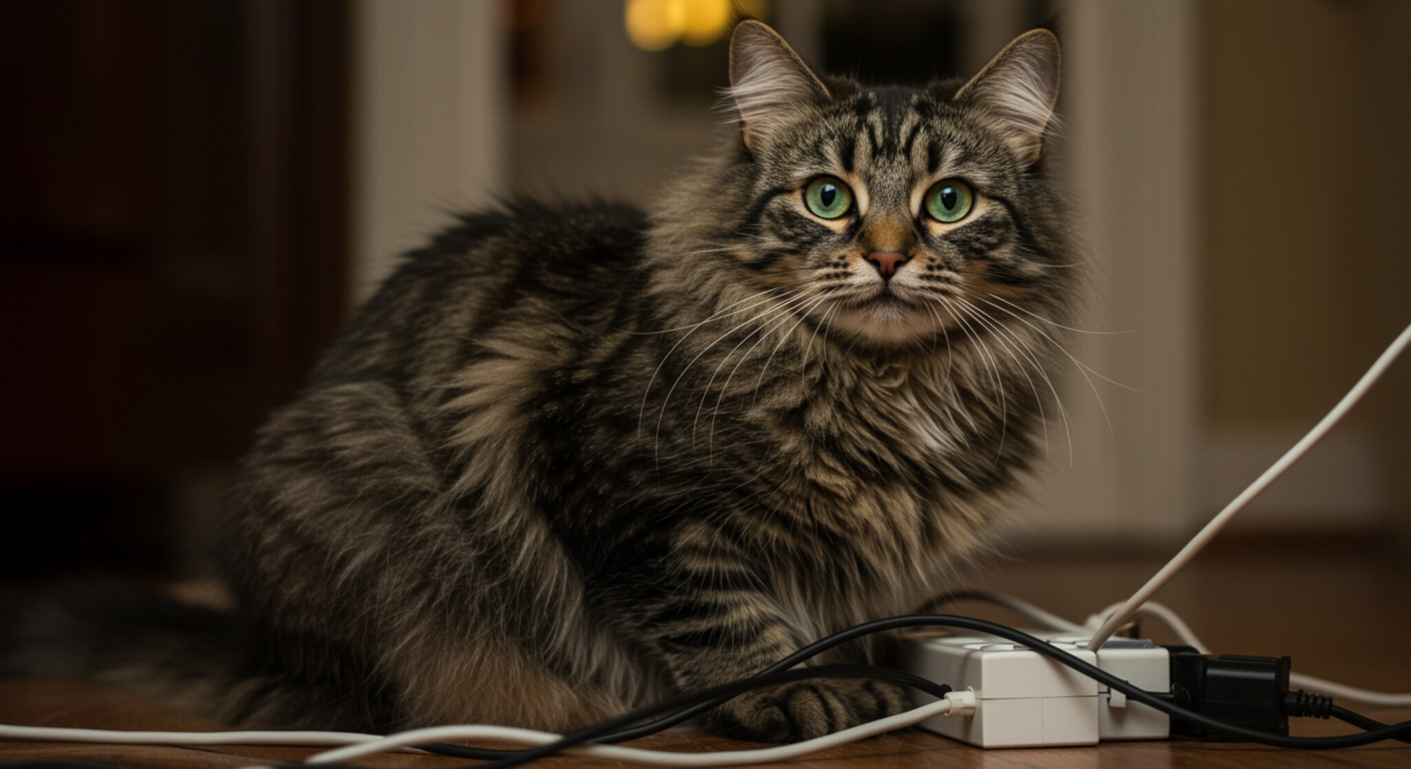 Dạy Mèo Norwegian Forest Không Cắn Dây Điện Trong Nhà