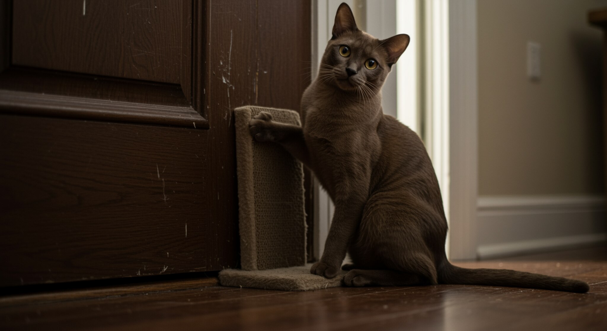 Dạy Mèo Burmese Không Gãi Cửa Phòng Mỗi Sáng