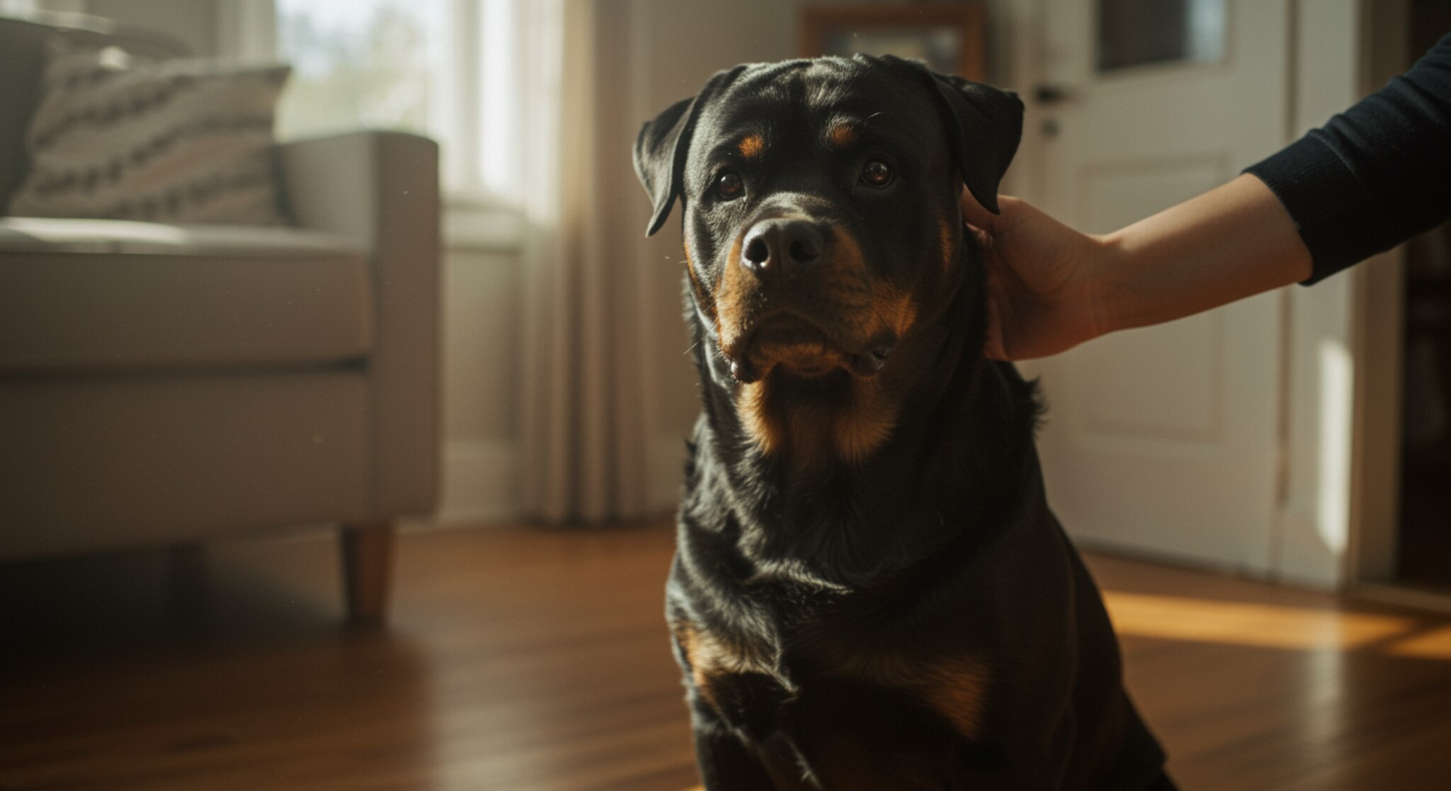 Vỗ Về Chó Rottweiler Khi Trải Qua Thay Đổi Lịch Sinh Hoạt